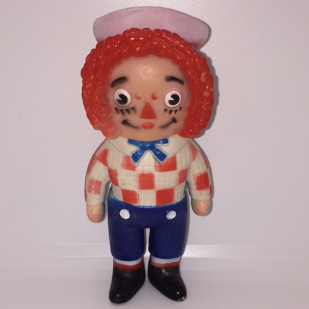 Vintage Raggedy Andy Squeaker Doll Toy 6” Plastic